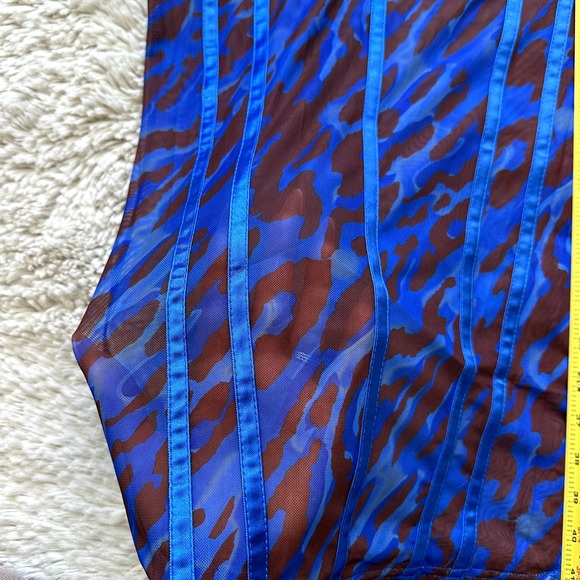 *NWT* Pretty Little Thing Blue Leopard Print Mesh Binding Midaxi Dress Sz S US 4 - Picture 10 of 12